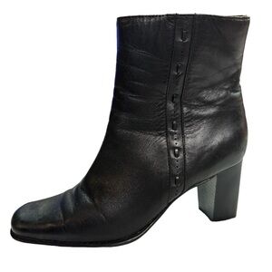 Karen Scott Leather Block Heeled Zipper Booties 7.5